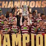 Wigan lift the 2024 Super League trophy after victory over Hull KR in the Grand Final
