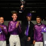 The winning team of London & The South lift the 2025 Racing League trophy