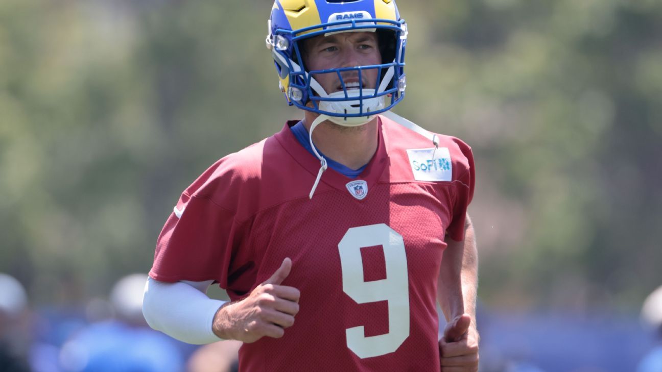 Rams’ Matthew Stafford practices for first time in training camp