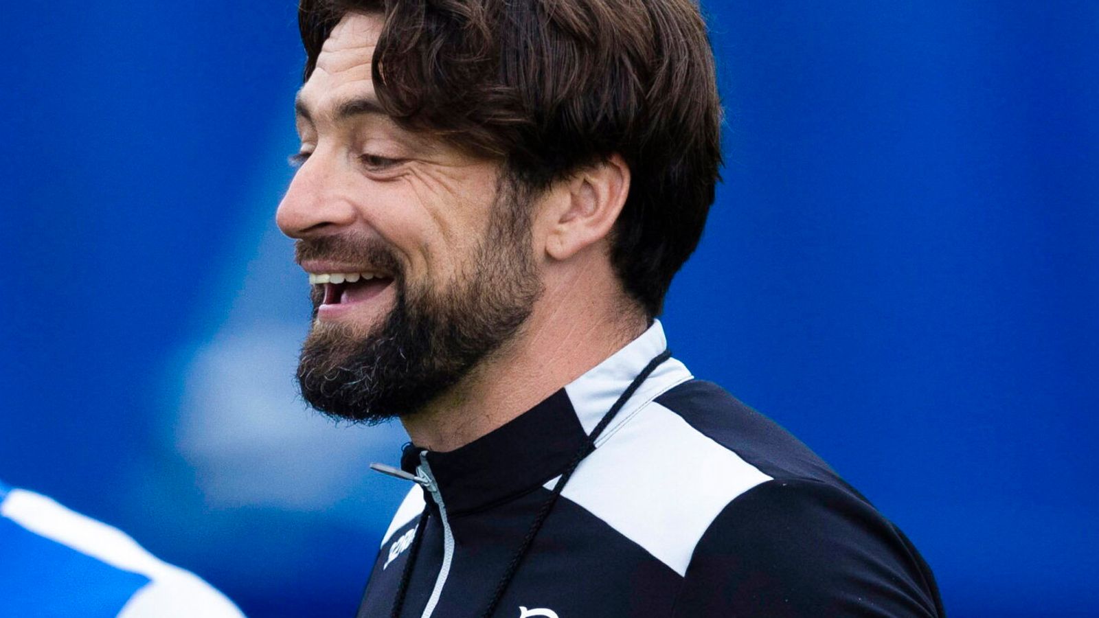 GLASGOW, SCOTLAND - AUGUST  11: Rangers Head Coach Russell Martin (R) and Nedim Bajrami during a Rangers training session at the Rangers Training Centre, on August 11, 2025, in Glasgow, Scotland. (Photo by Craig Foy / SNS Group)