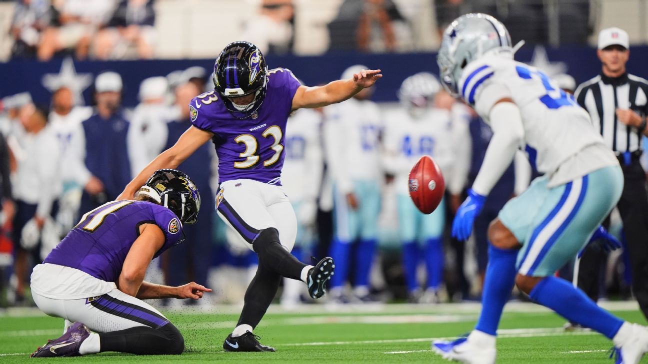 Ravens’ Tyler Loop drills 5 field goals, named starting kicker