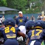 West Virginia assistant coach Pat Kirkland during practice