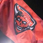 Picture by Allan McKenzie/SWpix.com - 23/02/2023 - Rugby League - Betfred Super League Round 2 - Salford Red Devils v Hull KR - AJ Bell Stadium, Salford, England - Salford mascots with flags.