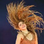Shakira styles mermaid waves at her concert in Los Angeles on Monday.