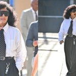 Tracee Ellis Ross wearing a Willy Chavarria menswear-inspired look for "Jimmy Kimmel Live!"