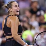 Aryna Sabalenka celebrates after defeating Leylah Fernandez of Canada during their Women's Singles Third Round match on Day Six of the 2025
