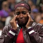 Coco Gauff, of the United States, cries after defeating Donna Vekic, of Croatia, during the second round of the U.S. Open tennis championshi