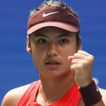 Emma Raducanu, of Great Britain, reacts after scoring a point against Janice Tjen, of the United States, during the second round of the U.S. Open tennis championships, Wednesday, Aug. 27, 2025, in New York. (AP Photo/Andres Kudacki)