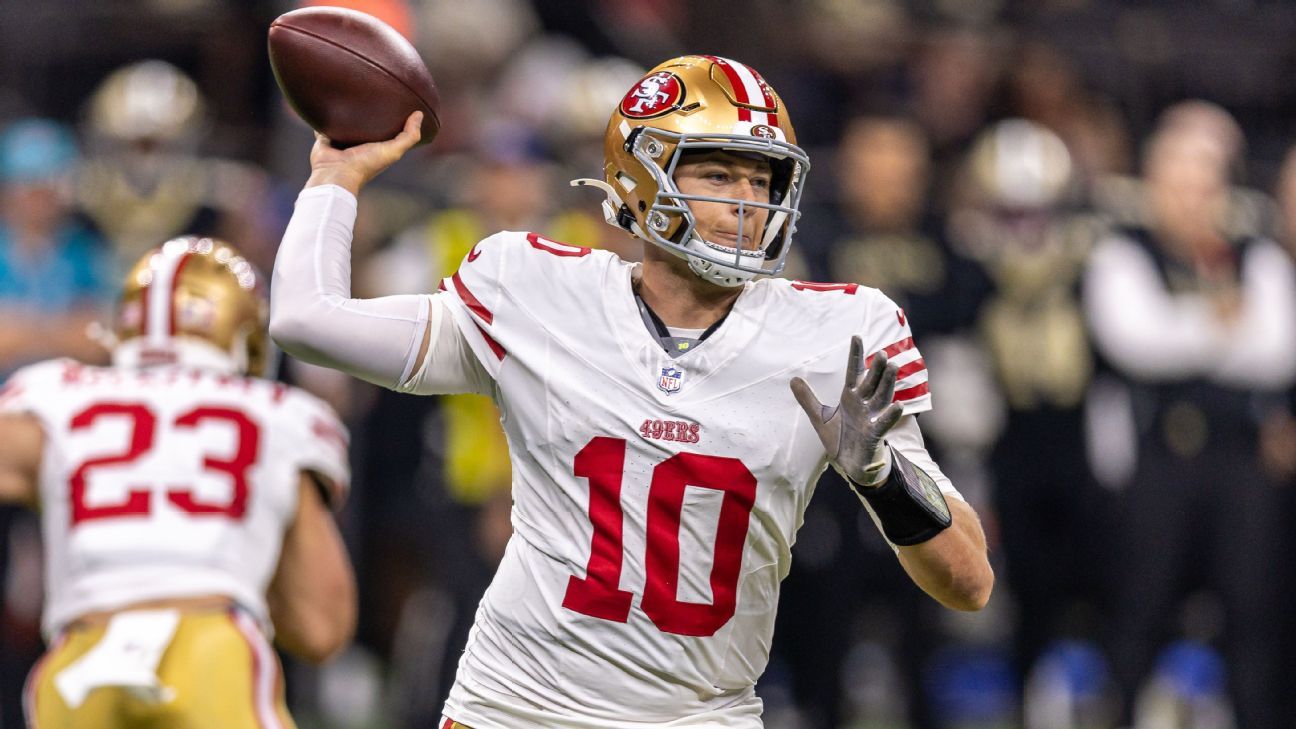 49ers to start Mac Jones at QB in place of ailing Brock Purdy