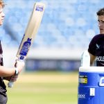 England's Ollie Pope with Jacob Bethell (right) during a nets session at Headingley in June