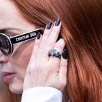 Emily Blunt with navy blue nails.
