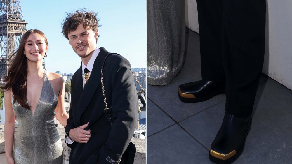 Christopher Briney Brings Metallic Edge to Paris in Gold-Toed Boots