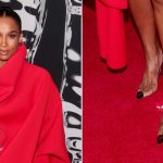 Ciara wears a Gianvito Rossi Plexi Metal Cap-Toe Slingback Pumps on the 2025 MTV VMAs red carpet.