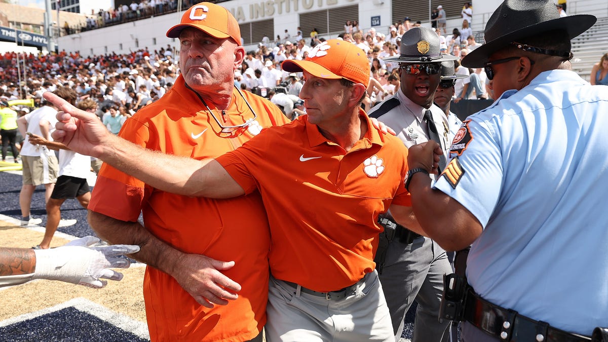 Clemson football coach Dabo Swinney speaks after loss to Georgia Tech