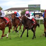 Aylin ridden by David Egan (left) on their way to winning the Betfred May Hill Stakes at Doncaster