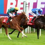 Santorini Star ridden by Tom Marquand (right) wins the Betfred Park Hill Fillies' Stakes at Doncaster