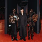 Three looks from the H&M Studio runway presentation during London Fashion Week