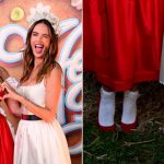 Heidi Klum and Alessandra Ambrosio in red and beige high heels at HeidiFest in Munich on Thursday.