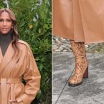 Iman Bowie arrives at the Tod's fashion show during the Milan Womenswear spring 2026 on Friday wearing the brand's Python Boots in Yellow.