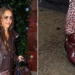 Jessica Alba wearing 3.1 Phillip Lim Alexa Moto Boots in a warm red-brown leather while out in New York City on Wednesday.