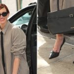 Julia Roberts wearing Jimmy Choo's Scarlett 95 black nappa leather pumps in New York on Friday.