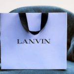 A Lanvin carrier bag in its new signature shade of blue.