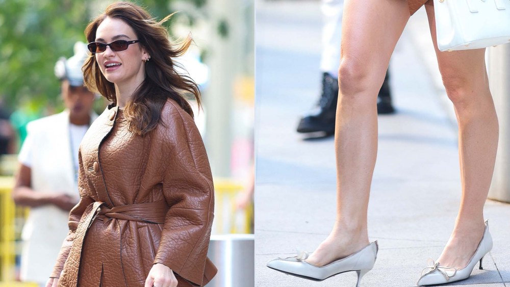 Lily James Finds the Edge in Prada’s Raw-Seam Pumps in New York