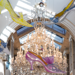 Inside Manolo Blahnik's Marie Antoinette-themed installation at the Burlington Arcade.