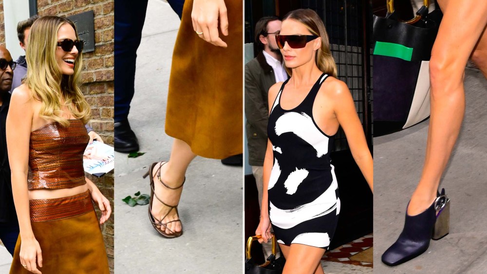 Margot Robbie Switches Between Mirrored Mules & Barely-there Sandals