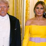 WINDSOR, ENGLAND - SEPTEMBER 17:  U.S. President Donald Trump and First Lady Melania Trump arrive for the State Banquet hosted by King Charles III and members of the Royal Family at Windsor Castle during the state visit by the President of the United States of America on September 17, 2025 in Windsor, England. President Trump is in England from Sept. 16-18 on his second UK state visit, with the previous one taking place in 2019 during his first presidential term.  (Photo by Aaron Chown-WPA Pool/Getty Images)