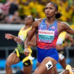 Melissa Jefferson-Wooden, Oblique Seville win track worlds 100s