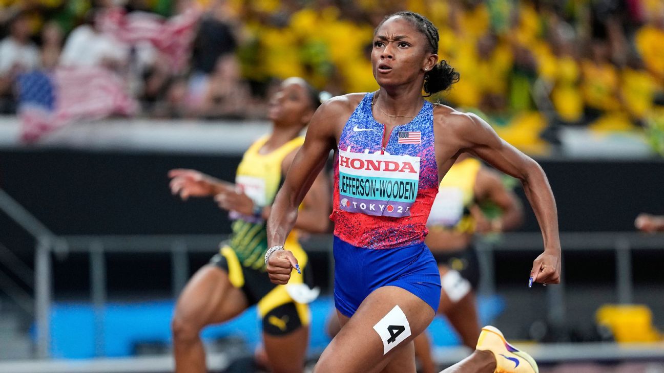 Melissa Jefferson-Wooden, Oblique Seville win track worlds 100s