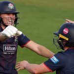Gaby Lewis and Ailsa Lister celebrate Lancashire's win over Hampshire in the Women's Metro Bank One Day Cup final (Getty Images)