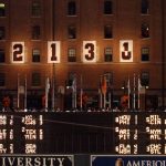 The numbers on the Camden warehouse wall are the same ones used when Ripken broke Lou Gehrig's record for consecutive games played back on September 5, 1995. The numbers were changed during a 10-year anniversary celebration of the night Ripken broke Lou Gehrig's record of playing in 2,130 straight games on September 6, 2005 at Orioles Park at Camden Yards in Baltimore, Md. File Photo by Mark Goldman/UPI