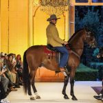 A horse on the runway at Post Malone's fashion show in Paris on Monday in Paris.
