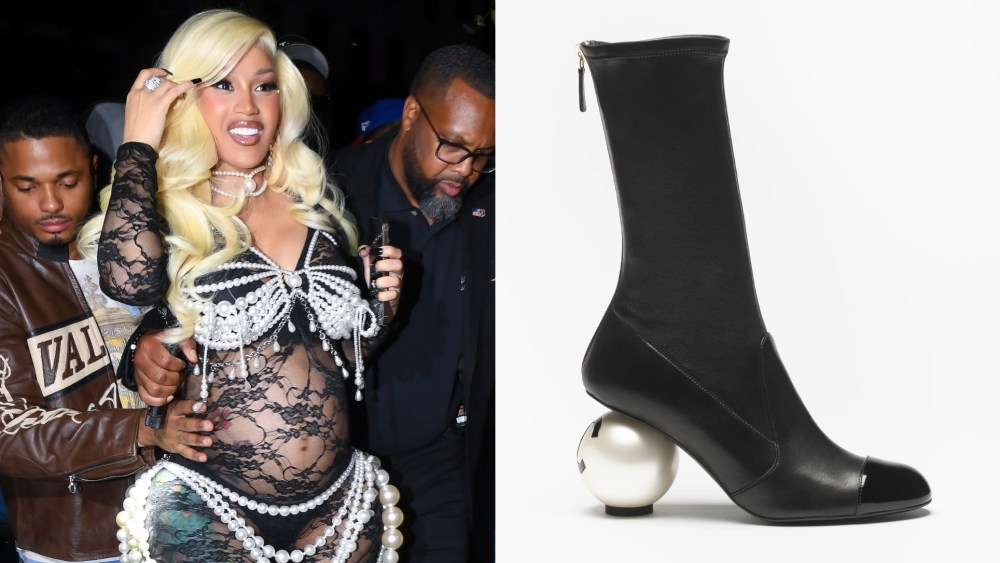 Pregnant Cardi B Parties in Pearl Chanel Boots and Sheer Look in NYC