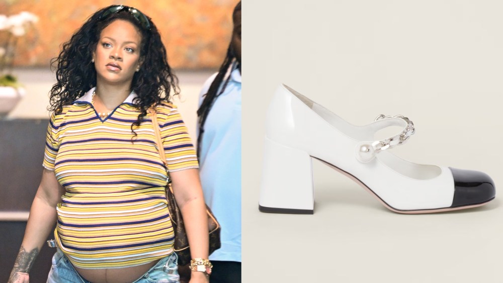 Pregnant Rihanna Reclaims Statement Footwear in Miu Miu Cap Toe Pumps
