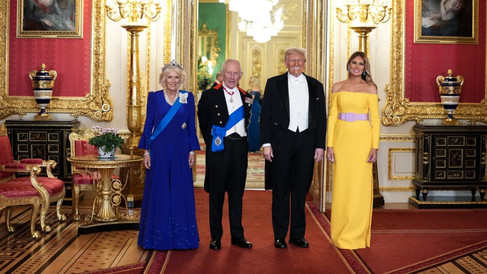 Queen Camilla Dons Sapphire Tiara at State Banquet With Trump & Melania
