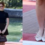 Sarah Catherine Hook attends the Venice Film Festival 2025 in Miu Miu slingback heels.