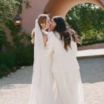The Brides Wore Custom Harris Reed and Danielle Frankel to Their Dinner Party Wedding in Santa Ynez