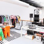 A work desk and turntables from the personal collection of Virgil Abloh on display at the "Virgil Abloh: The Codes" exhibition in Paris