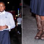 Zaya Wade wearing Miu Miu's $2,600 brown leather boots to the Miutine launch party in New York City Friday evening.
