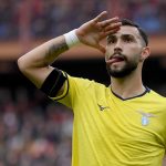 GENOA, ITALY - APRIL 23: Valentin Castellanos of SS Lazio celebrates a opening goal during the Serie match between Genoa and Lazio at Stadio Luigi Ferraris on April 23, 2025 in Genoa, Italy. (Photo by Marco Rosi - SS Lazio/Getty Images)