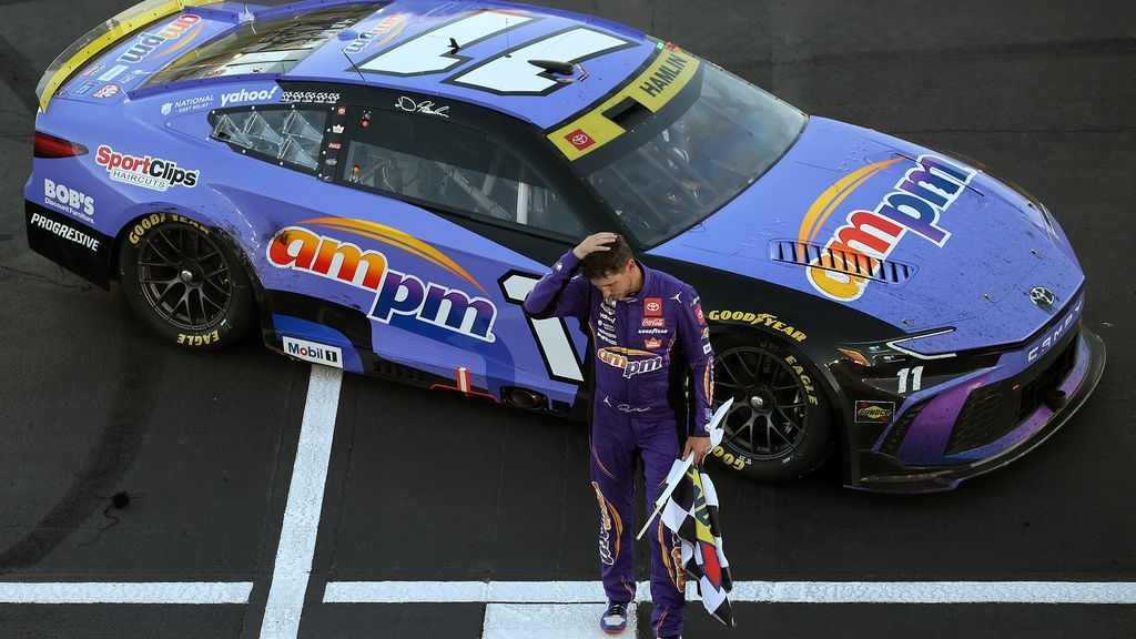 Denny Hamlin charges to emotional 60th NASCAR Cup win