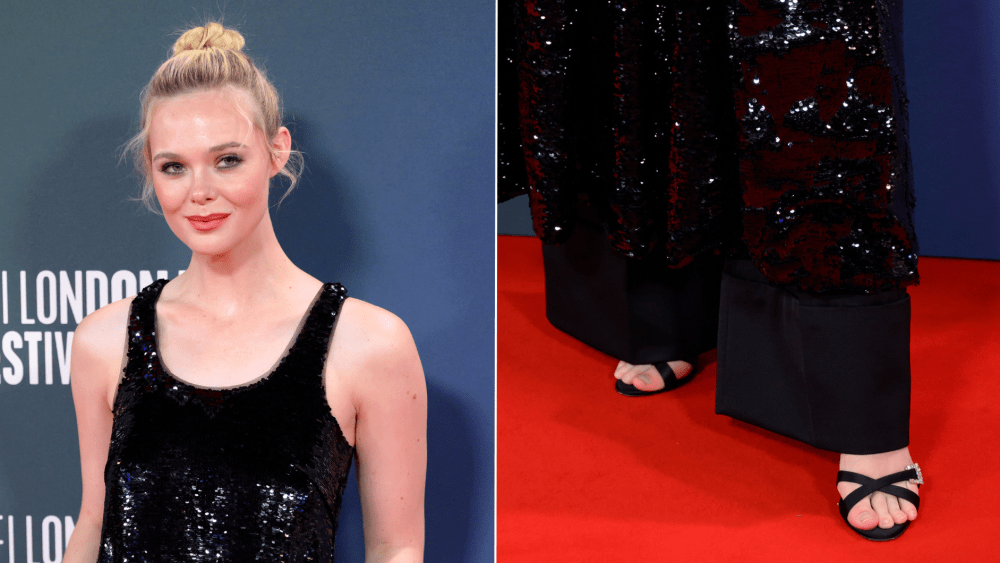Elle Fanning’s Manolo Blahnik Slingbacks Add a Crystal Spark in London