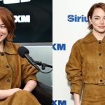 Emma Stone wears Khaite at SiriusXM's Town Hall with the cast of "Bugonia" hosted by Andy Cohen on Oct. 20, 2025 in New York City.