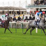 James Doyle on Fallen Angel goes on to win the BetMGM Sun Chariot Stakes at Newmarket