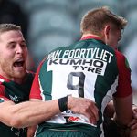 Leicester Tigers celebrate victory over Harlequins in Gallagher Premiership