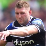 Bath's Finn Russell takes a kick at goal during the Premiership Rugby final against Leicester