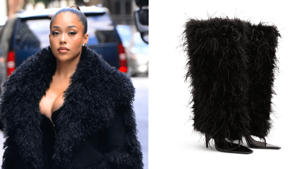 Jordyn Woods Flaunts Feathered Woods by Jordyn Rev Boots in SoHo